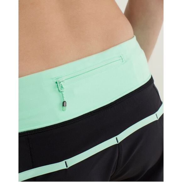 Lululemon Run Speed Short 4-way Stretch Black Fresh Teal mint green - Picture 11 of 11